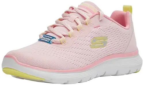 Produktbild: Skechers Damen Flex Appeal 5.0 Low-Top-Sneaker, Rosa Netzstoff, gelber Besatz, 41 EU