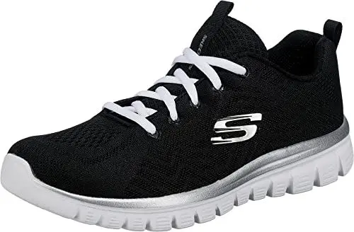 Produktbild: Skechers Damen Graceful Get Connected Sneaker,Black Mesh White Trim, 40 EU