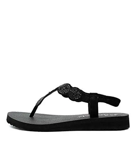 Produktbild: Skechers Damen Meditation Stars & Sparkle Zehentrenner, Black Mitobuck/Rhinestone/Trim, 40 EU