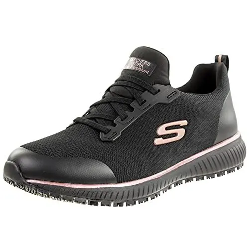 Produktbild: Skechers Damen Squad Sr Sneaker, Black Flat Knit Rose Gold Trim, 40 EU