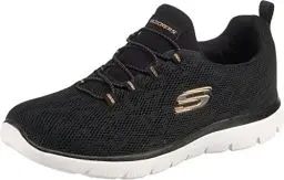 Produktbild: Skechers Damen Summits Leopard Spot sneakers, Black Mesh Rose Gold Trim, 36 EU