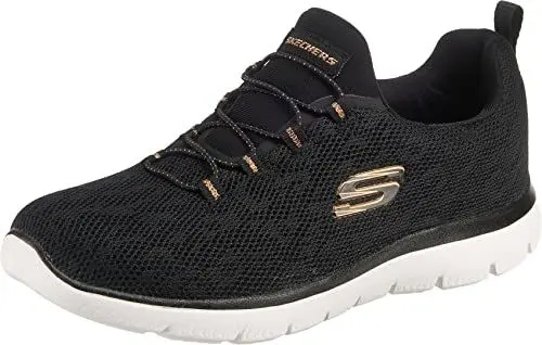 Produktbild: Skechers Damen Summits Leopard Spot sneakers, Black Mesh Rose Gold Trim, 36 EU