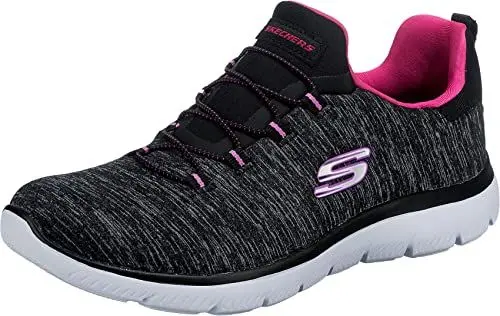 Produktbild: Skechers Damen Summits Quick Getaway Sneaker, Black Mesh/Pink & Purple Trim, 41 EU