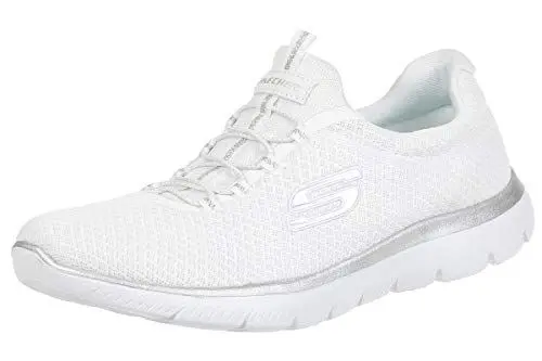 Produktbild: Skechers Damen 12980 Sneaker, White Mesh Silver Trim, 37 EU