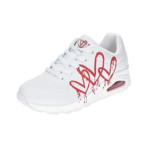 Produktbild: Skechers Damen UNO Dripping in Love Sneaker, Weiß mit rotem Aufdruck Duraleather White Me, 37 EU