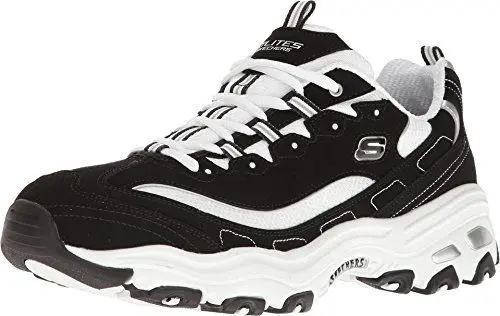 Produktbild: Skechers Herren D'Lites Sneaker, Black Trubuck/White Mesh/Silver Trim, 42 EU