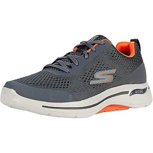 Produktbild: Skechers Herren Go Walk Arch Fit Idyllic Sneaker, Charcoal Textile Synthetic Orange Trim, 45 EU