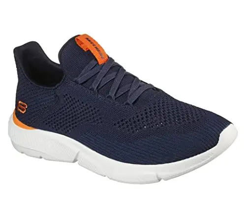 Produktbild: Skechers Herren Ingram Brexie Sportschuhe, Marineblauer Strick-Mesh-Orangenbesatz, 41.5 EU