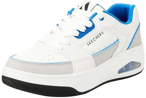 Produktbild: Skechers Herren UNO Court Sneakers, Weißes und graues Leder, Duraleather Blau, Größe M, 43 EU