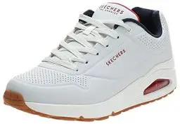 Produktbild: Skechers Herren Uno Stand On Air Sneaker, White Durabuck Navy Red Trim, 43 EU