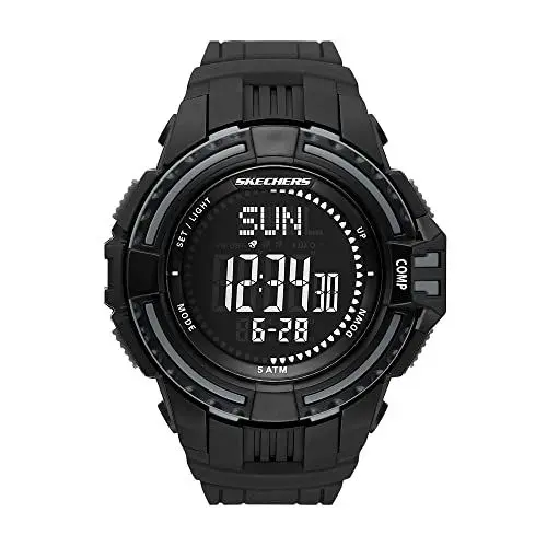 Produktbild: Skechers Herrenuhr El Ray, Digitales Uhrwerk, 51MM Schwarzes Polycarbonatgehäuse mit PolyurethanArmband, SR1139