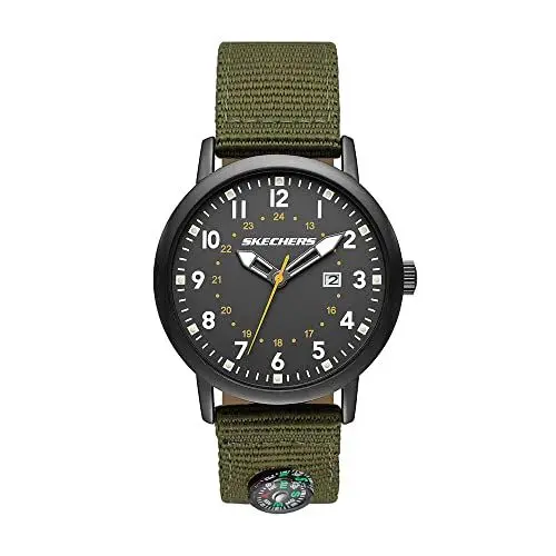 Produktbild: Skechers Herrenuhr Parkhurst, Digitales Uhrwerk, 43MM Grünes Aluminiumgehäuse mit Segeltucharmband, SR5182
