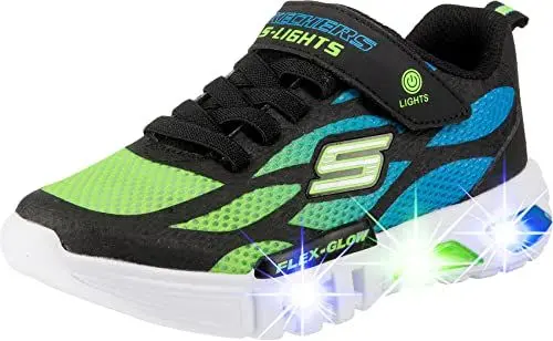 Produktbild: Skechers Jungen Flex-glow Dezlom Sneaker, Black Synthetic Textile Blue Lime Trim, 29 EU
