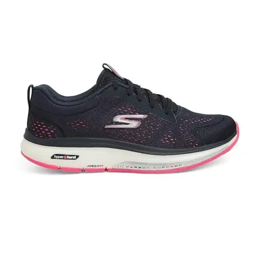 Produktbild: Skechers Mädchen 124933 Nvhp Sportschuhe, Marineblauer Stoff mit Pinkem Rand, 35 EU