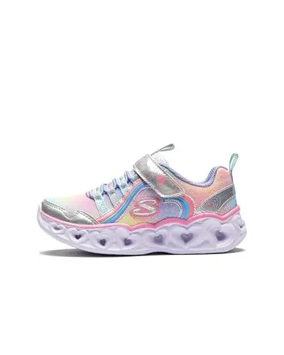 Produktbild: Skechers Mädchen Heart Lights Rainbow Lux Sneaker, Silver Multi Sparkle Mesh Multi Trim, 28.5 EU