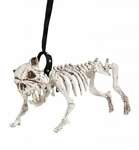Produktbild: W WIDMANN MILANO Party Fashion 01373 - Skelett Hund mit Leine, 45 cm, Partydekoration, Halloween, Karneval, Mottoparty