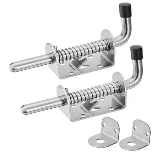 Produktbild: SKENGWEL 2 Stück Federriegel Torriegel，304 Edelstahl Barrel Bolt Schieberiegel Federriegel mit Gummigriff，Riegelschloss für Schuppentüren, Türen, Fenster, Garagen（10x128mm）