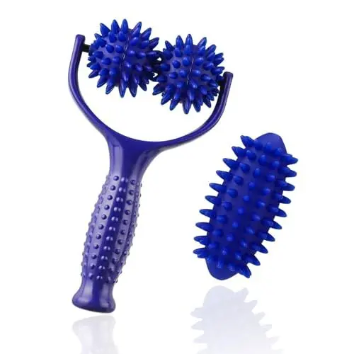 Produktbild: SKENGWEL Massageroller，Auswechselbare Massage Roller mit 3 Igelball Massageball,Massagegerät Fascia Ball，Massageball，Premium Igelball Fußmassage für Beine RüCken Arme Schultern Muskelschmerzen