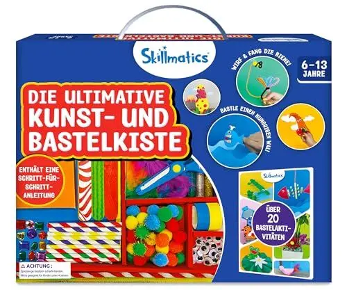 Produktbild: Skillmatics Die ultimative Bastelkiste, 2000+ Teile, Bastelmaterial, kreative Bastelideen zum Selbermachen, Schritt-für-Schritt-Anleitung, Geschenke für Kinder zwischen 6 und 13 Jahren