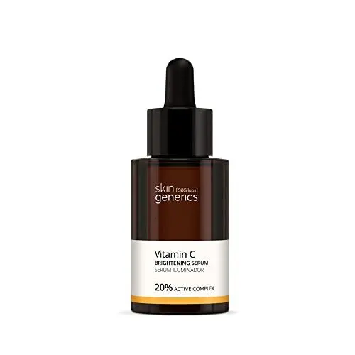 Produktbild: Skin Generics | Gesichtsserum Vitamin C und Hyaluronsäure | 30ml | Aufhellendes Serum 20% | Feuchtigkeitsspendende und antioxidative Wirkung | Regeneriert und reduziert Falten | 100% vegan