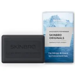 Produktbild: SKINBRO Originals Festes Duschgel Männer mit Aktivkohle - Sportlich & Frisch - Duschseife Männer Made in Germany, Shampoo Herren Vegan & Nachhaltig - Silikonfrei, Seife Stück, 100g feste Seife