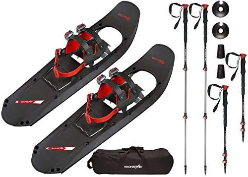 Produktbild: SkinStar Schneeschuh 25 INCH Schneeschuhwandern Schneeschuhe bis 100 kg inklusive Tragetasche - wahlweise mit oder ohne Stöcke