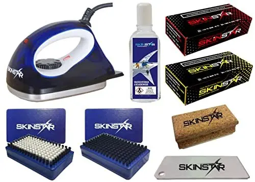 Produktbild: SkinStar Starter Ski Wachs Set, Wachsbügeleisen Bürste Hydrocarbonwachs 8-teilig Blue