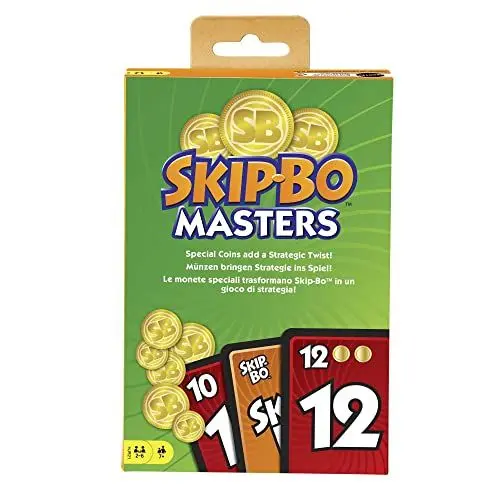 Produktbild: Mattel Games HJR21 - Skip-BO Masters Kartenspiel für Familien, Reisen und Spieleabende, 2 bis 6 Spieler, Karten und Brettspiel ab 6 Jahren