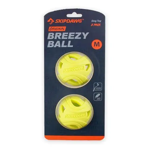 Produktbild: SKIPDAWG Hunde-Ball Breezy, Leichter Ball mit luftdurchlässiger Rippenstruktur, ideal zum Apportieren, sehr gut für Ballschleuder (2er Set)