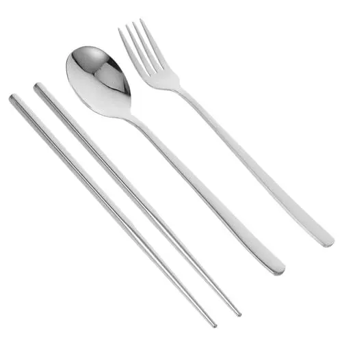 Produktbild: SKISUNO 1 Satz Reisebesteck Mit Etui Wiederverwendbares Besteckset Campingbesteck Tragbares Besteck Besteckeinsatz Für Lunchbox