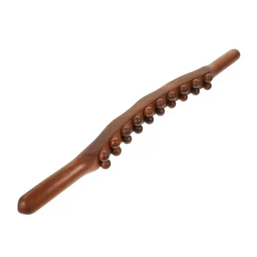 Produktbild: SKISUNO Rollstab Aus Karbonisiertem Holz Massagewerkzeug Mit Runden Perlen Körpermassagestab Haushalt Heimbedarf