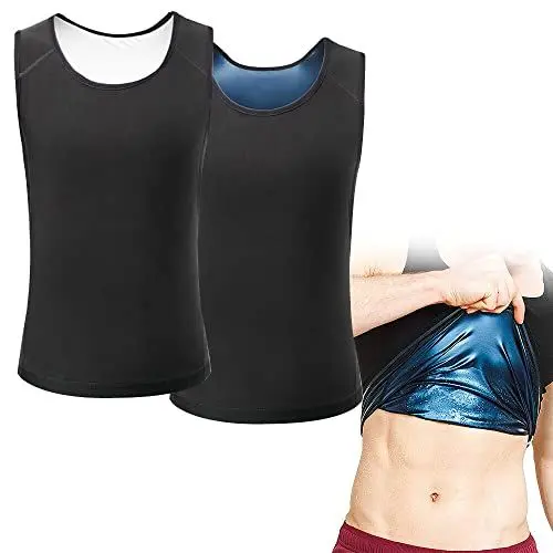 Produktbild: SKJJL 2 Pcs Neopren Weste, Neopren Shirt Herren, Saunaanzug herren, Sauna Shirt Nschwitzanzug Herren, Saunaweste Herren Sauna Weste, Sauna Vest Men für Abnehmen, Fitness Workout, L/XL
