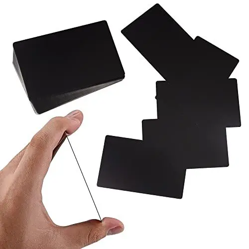 Produktbild: SKJJL Metall Visitenkarten Schwarz, 100 Stück Metall Visitenkarten Rohlinge, Gravierte Visitenkarten Aluminium, Visitenkarten Laser,Visitenkarten Blanko Metall für DIY Geschenkkarten Büro,86x54x0,21mm