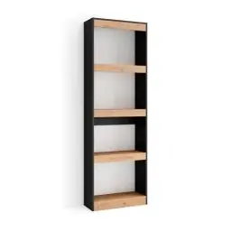 Produktbild: Skraut Home | Bücherregal Bibliothek | Bookshelf, Bookcase | 60x186x25cm | Wohnzimmer, Esszimmer, Büro | Aufbewahrungsregal | Moderner Stil | Eiche Schwarz