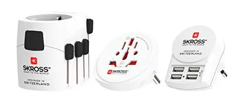 Produktbild: SKROSS | 1.302522 | PRO + USB (4xA) | Universeller Reiseadapter - Zusätzliche 4 USB-Ladebuchsen - Spannung und Leistung 100V - 700W / 250V - 1750W. Anti-Stromschlagschutz