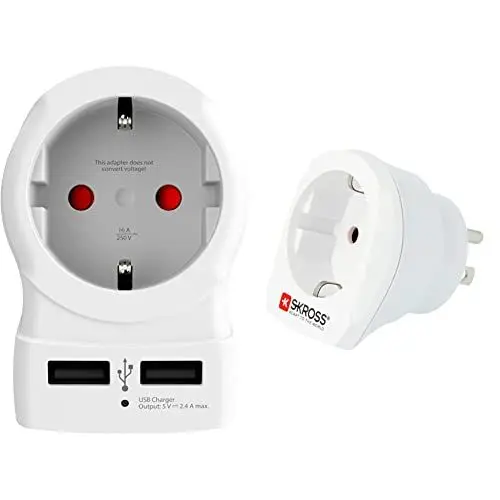 Produktbild: Skross 'Schutzkontakt' Country Steckeradapter Weiss OneSize & Country Adapter Europe to USA: Reiseadapter für Reisen aus Europa in Länder, die den amerikanischen Standard verwenden