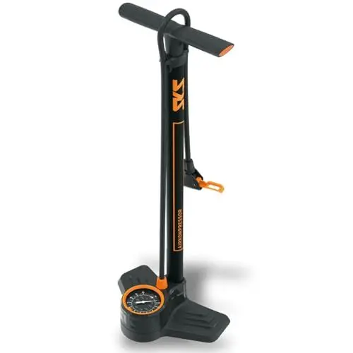 Produktbild: SKS GERMANY AIRKOMPRESSOR 10.0 Standpumpe (Luftpumpe für alle Ventilarten, stabiles Stahlrohr, großes Manometer, verlängerter Schlauch, max. Druck: 10 bar / 144 PSI)