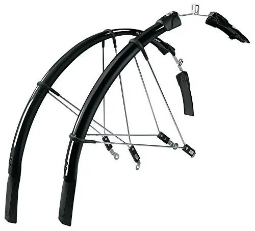 Produktbild: SKS GERMANY RACEBLADE LONG Schutzblech-Set, ideal für Rennräder, superleichtes Fahrradzubehör mit extra langem Spoiler, Quick-Release-Befestigung, inkl. Streben und Befestigungsmaterial, Schwarz