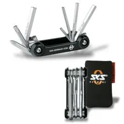 Produktbild: SKS GERMANY TOM 7 Multitool (7-in-1-Minitool für Fahrräder, rostfreier Werkzeugstahl, kompakt und leicht für unterwegs, 88 g, inkl. Aufbewahrungstasche), Schwarz