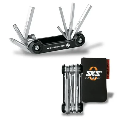 Produktbild: SKS GERMANY TOM 7 Multitool (7-in-1-Minitool für Fahrräder, rostfreier Werkzeugstahl, kompakt und leicht für unterwegs, 88 g, inkl. Aufbewahrungstasche), Schwarz
