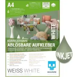 Produktbild: SKULLPAPER® Ablösbare Aufkleber Folie - Bedruckbar, Beschreibbar, Bemalbar, Bestempelbar - für Inkjet Tintenstrahldrucker (A4-10 Blatt)