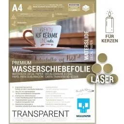 Produktbild: SKULLPAPER® Wasserschiebefolie TRANSPARENT für Laserdrucker - hauchdünn DIY Decal Abziehbild - Nassschiebefolie für Keramik, Glas, Kerzen, Metall, Kunststoff, Modellbau (A4-8 Blatt)