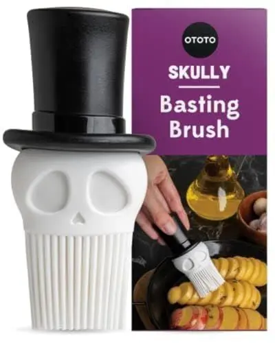 Produktbild: Skully Backpinsel von OTOTO – Silikon-Backpinsel, Küchenbürste, gruselige Geschenke, Totenkopf-Küchenzubehör