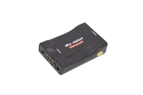 Produktbild: Sky Vision HSC 01 HDMI auf Scart Adapter für TV, Plug & Play HDMI Scart Adapter kompatibel mit PAL und NTSC, Kleiner Video Converter für alte Fernseher, 1080p / 60 Hz Eingang, 576p Ausgang