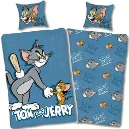 Produktbild: SkyBrands Tom und Jerry Bettwäsche 135 x 200 cm, Kissenbezug 80 x 80 cm, Kinderbettwäsche-Set, wendbar, mit Tom und Jerry-Motiv, 100 Baumwolle, Ko-Tex-Standard 100, deutsche Standardgröße