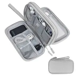Produktbild: Skycase Kabeltasche,Elektronische Tasche,Elektronikzubehör Organizer,Tragbare Kabelorganizer,Doppelte Kabel Tasche für Elektronische Accessoires USB Powerbank SD-Karte Ladekabel,Grau