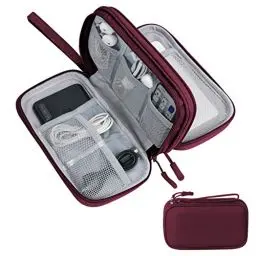 Produktbild: Skycase Kabeltasche,kabel organizer tasche,Elektronikzubehör Organizer,Tragbare Kabelorganizer,Doppelte Kabel Tasche für Elektronische Accessoires USB Powerbank SD-Karte Ladekabel,Rot