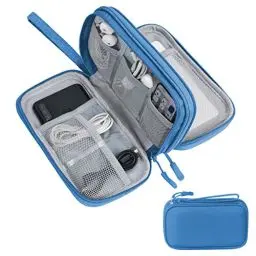 Produktbild: Skycase kabeltasche organizer,kabel organizer tasche,kabeltasche organizer klein,Tragbare Kabelorganizer,Doppelte Kabel Tasche für Elektronische Accessoires USB Powerbank SD-Karte,Hellblau