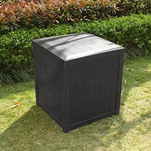 Produktbild: SKYLANTERN Aufbewahrungsbox für den Außenbereich, 120 l, grau – Gartentruhe für den Außenbereich, kompakt, 56 x 56 x 62 cm – Aufbewahrungsbox, Anthrazitgrau, ideal zum Aufbewahren von Kissen.