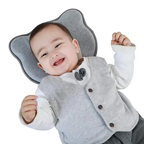 Produktbild: Skylette Babykissen mit Kissenbezug Atmungsaktiv Kissen Neugeborene 0-24 Monate (Grau Mischung)